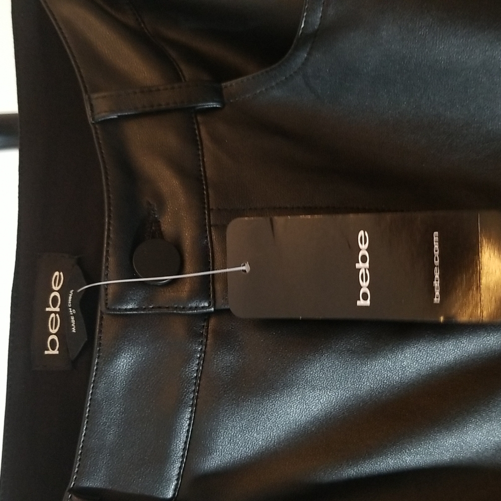 bebe - vegan leather 5 pocket skinny trousers size 27 - Picture 5 of 6